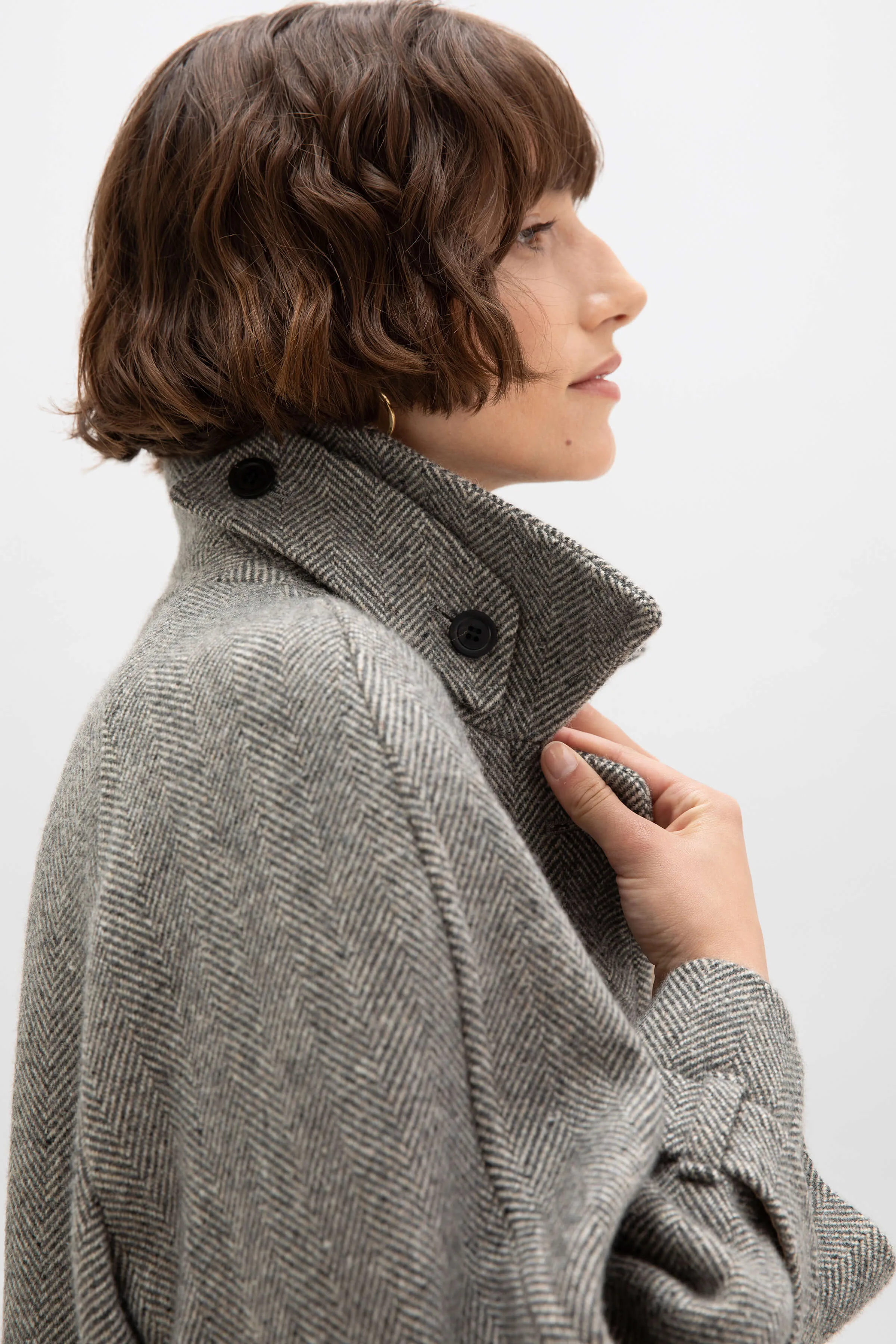 Women's Balmacaan Coat | Ash & Blonde Herringbone