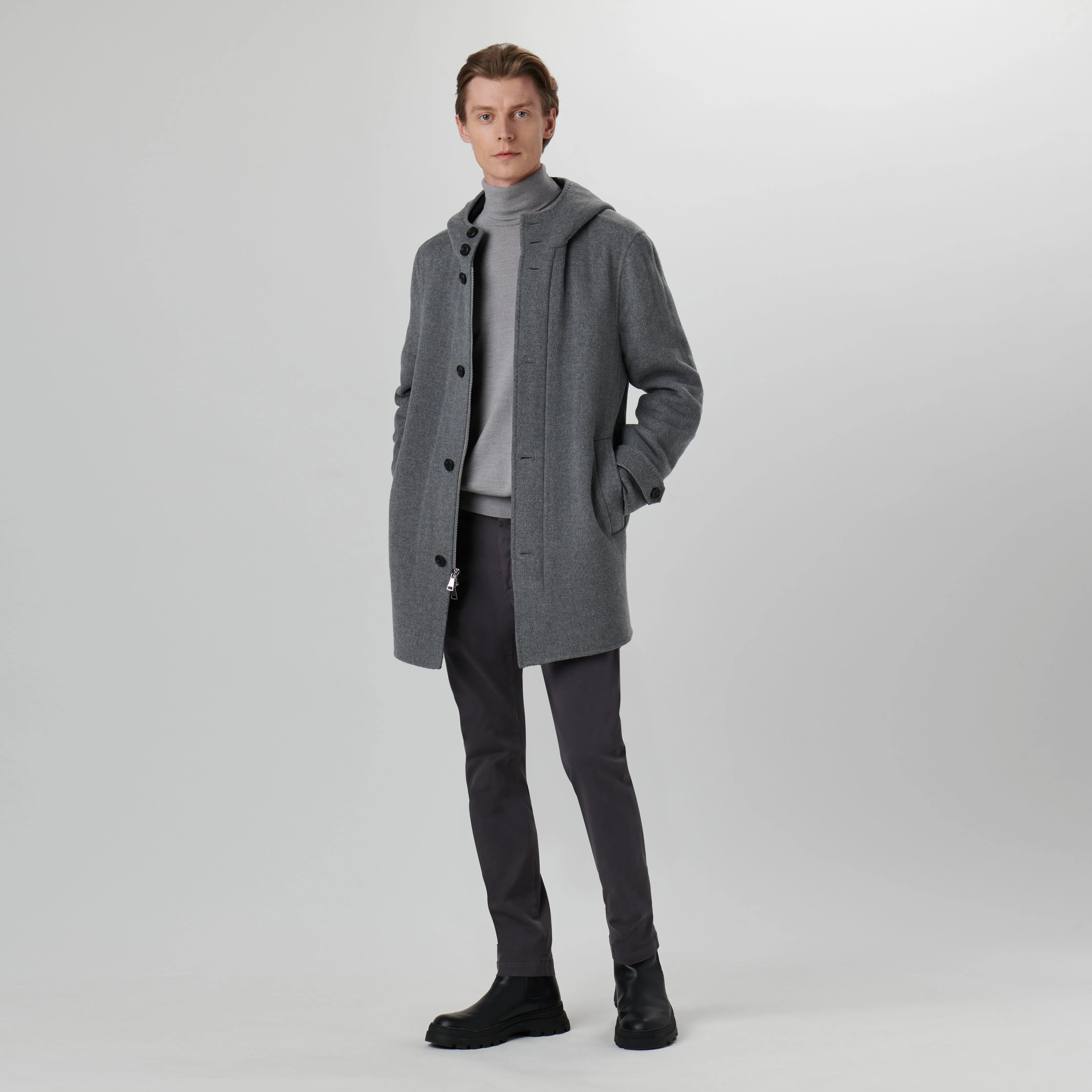 Wool Car Coat with Hood